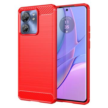 Motorola Edge (2023)/Edge 40 Brushed TPU Case - Carbon Fiber - Red