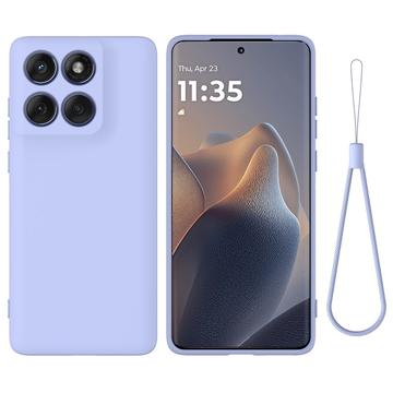 Motorola Edge 60 Pro Liquid Silicone Case with Hand Strap - Purple