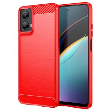Motorola Moto G (2024) Brushed TPU Case - Carbon Fiber - Red