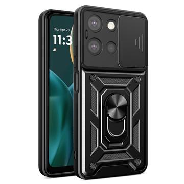 Motorola Moto G (2025) Rotary Ring Hybrid Case with Camera Shield - Black