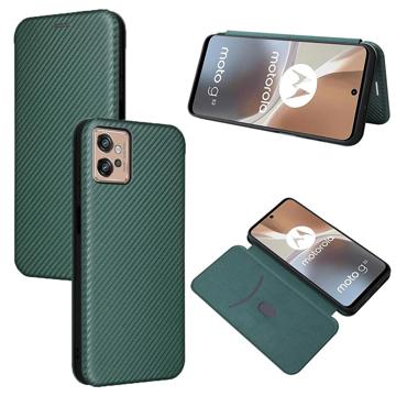 Motorola Moto G32 Flip Case - Carbon Fiber - Green