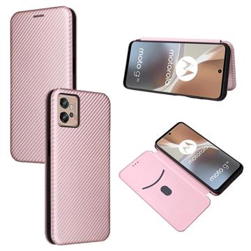 Motorola Moto G32 Flip Case - Carbon Fiber - Rose Gold