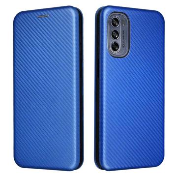 Motorola Moto G62 5G Flip Case - Carbon Fiber - Blue