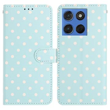 Motorola Moto G77/G67 Polka Dot Pattern Wallet Case - Blue