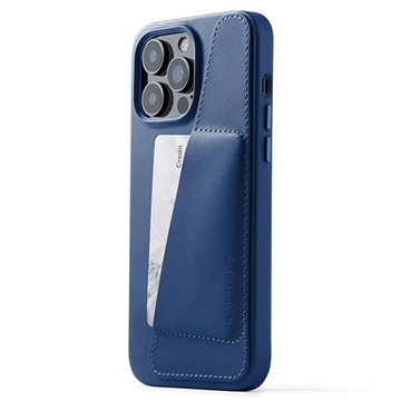 Mujjo Full Leather iPhone 14 Pro Max Wallet Case - Blue