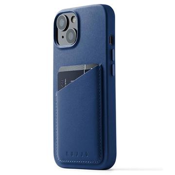 Mujjo Full Leather iPhone 14 Wallet Case - Blue