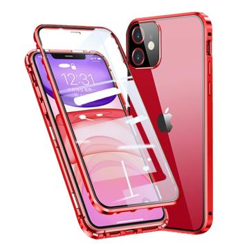 iPhone 11 Magnetic Case with Tempered Glass - Red