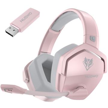 NUBWO G06 Wireless Gaming Headset with Noise Reduction Microphone 2.4G Bluetooth Headphone Stereo Earphone Composition with PC, Laptops, PS4, PS5, Nintendo Switch - Pink