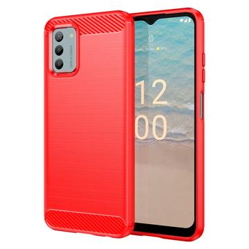 Nokia G22 Brushed TPU Case - Carbon Fiber - Red