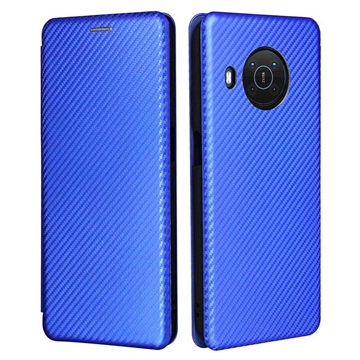 Nokia X10/X20 Flip Case - Carbon Fiber - Blue