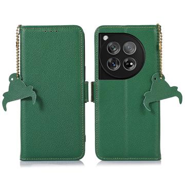 OnePlus 12 Wallet Leather Case with RFID - Green