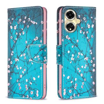 Oppo A59 Wonder Series Wallet Case - White Flowers