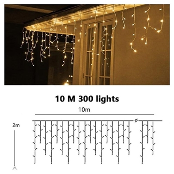 Outdoor Solar LED String Lights with Remote & Timer - 300 LEDs, 10m - Warm White