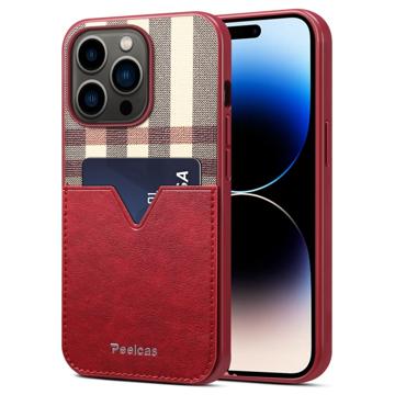 Peelcas iPhone 14 Pro Max Hybrid Case with Card Holder - Red