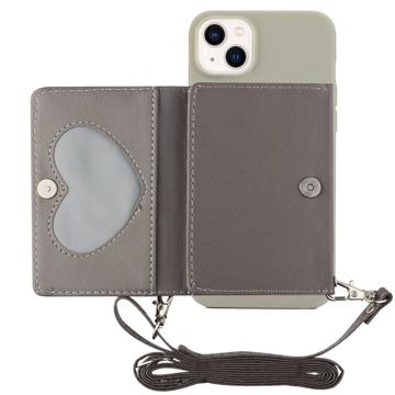 Heart Series iPhone 14 Plus Case with Wallet & Strap - Grey