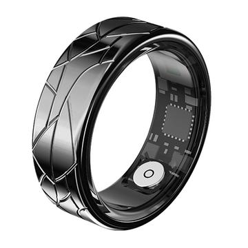 PX02 Crack Design Multi-Function Smart Ring with Photo Control - Size: 18.2mm - Black