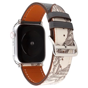 Apple Watch Series 9/8/SE (2022)/7/SE/6/5/4/3/2/1 Pattern Leather Strap - 41mm/40mm/38mm - Black