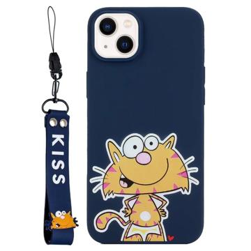 Kiss Series iPhone 14 Plus TPU Case with Strap - Cat