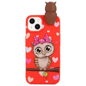 3D Figure Series iPhone 14 TPU Case - Red / Owl