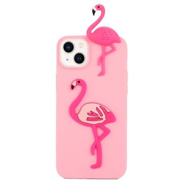 3D Cartoon iPhone 14 Plus TPU Case - Flamingo