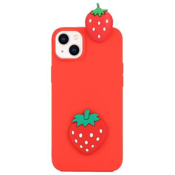3D Cartoon iPhone 14 Plus TPU Case - Strawberry