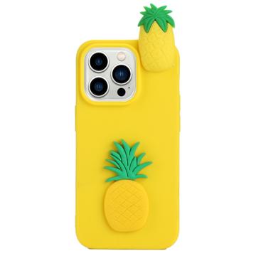 3D Cartoon iPhone 14 Pro Max TPU Case - Pineapple