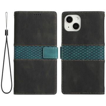 Grid Strap iPhone 14 Plus Wallet Case - Black