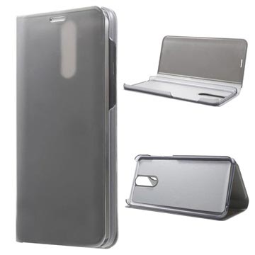 Luxury Series Mirror View Huawei Mate 10 Lite Flip Case - Grey