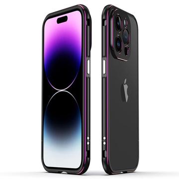 Polar Lights Style iPhone 14 Pro Max Metal Bumper - Black / Purple