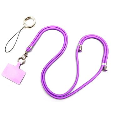 Polyester Phone Lanyard Adjustable 5mm Neck Strap Crossbody Cell Phone Strap with Patch - Purple