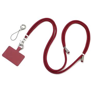 Polyester Phone Lanyard Adjustable 5mm Neck Strap Crossbody Cell Phone Strap with Patch - Wine Red