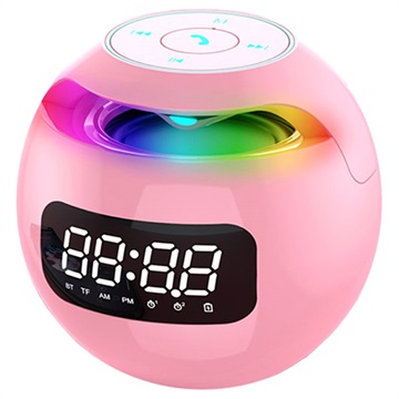 Portable Bluetooth Speaker with LED Alarm Clock - Pink