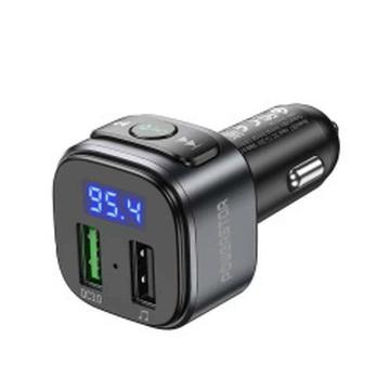 Powerstar T18 FM transmitter with 2x USB Car Charger - QC3.0, 18W - Black