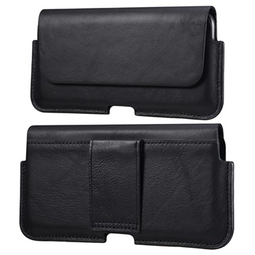 Premium Universal Horizontal Holster Leather Case - 6.1 - Black