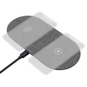 ProXtend Fabric Covered Dual Wireless Charger 10W - Gray