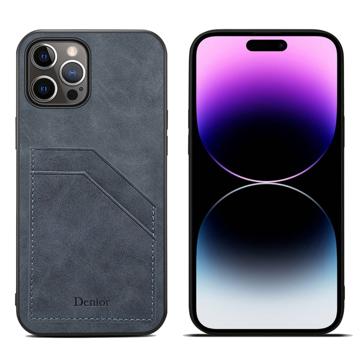 Denior iPhone 14 Pro Coated Case with Card Slot - Grey