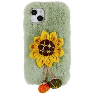 3D Plush Doll iPhone 14 TPU Case - Green / Flower