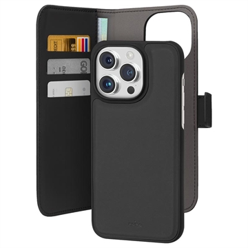 iPhone 15 Pro Max Puro 2-in-1 Magnetic Wallet Case - Black