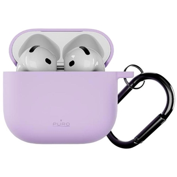 AirPods 4/AirPods 5 Puro Icon Silicone Case with Carabiner - Violet