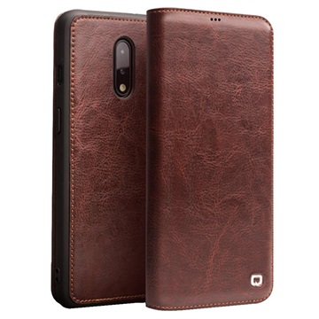 Qialino Classic OnePlus 7 Wallet Leather Case - Brown