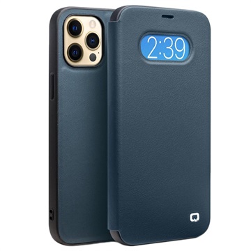 Qialino Classic View iPhone 12 Pro Max Flip Leather Case - Blue