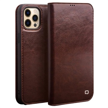 Qialino Classic iPhone 13 Pro Wallet Leather Case - Brown