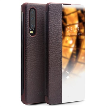 Qialino Smart View Huawei P30 Flip Leather Case - Brown