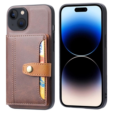 iPhone 15 Plus Retro Style Case with Wallet - Brown