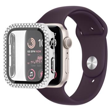 Rhinestone Decorative Apple Watch SE (2022)/SE/6/5/4 Case with Screen Protector - 40mm - Silver