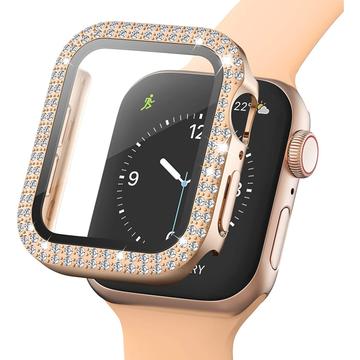 Rhinestone Decorative Apple Watch SE (2022)/SE/6/5/4 Case with Screen Protector - 40mm - Rose Gold