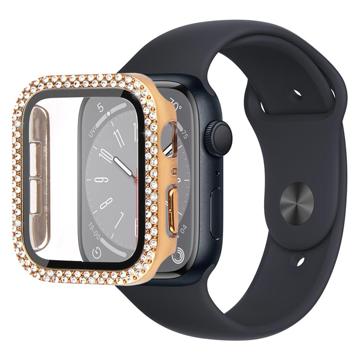 Rhinestone Decorative Apple Watch Series 9/8/7 Case with Screen Protector - 45mm - Gold
