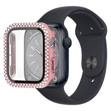 Rhinestone Decorative Apple Watch Series 9/8/7 Case with Screen Protector - 45mm - Pink