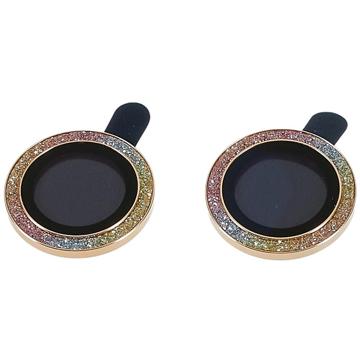 Rhinestone iPhone 14/14 Plus Camera Lens Protector - Colourful / Gold