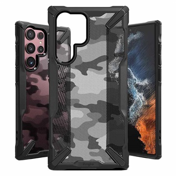 Ringke Fusion X Design Samsung Galaxy S22 Ultra 5G Hybrid Case - Camouflage / Black